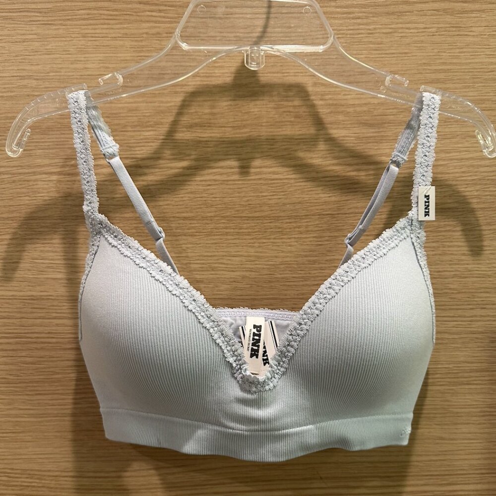 NWT - Victoria's Secret PINK Bra Top Seamless PushUp Wireless (S|P - Baby Blue)